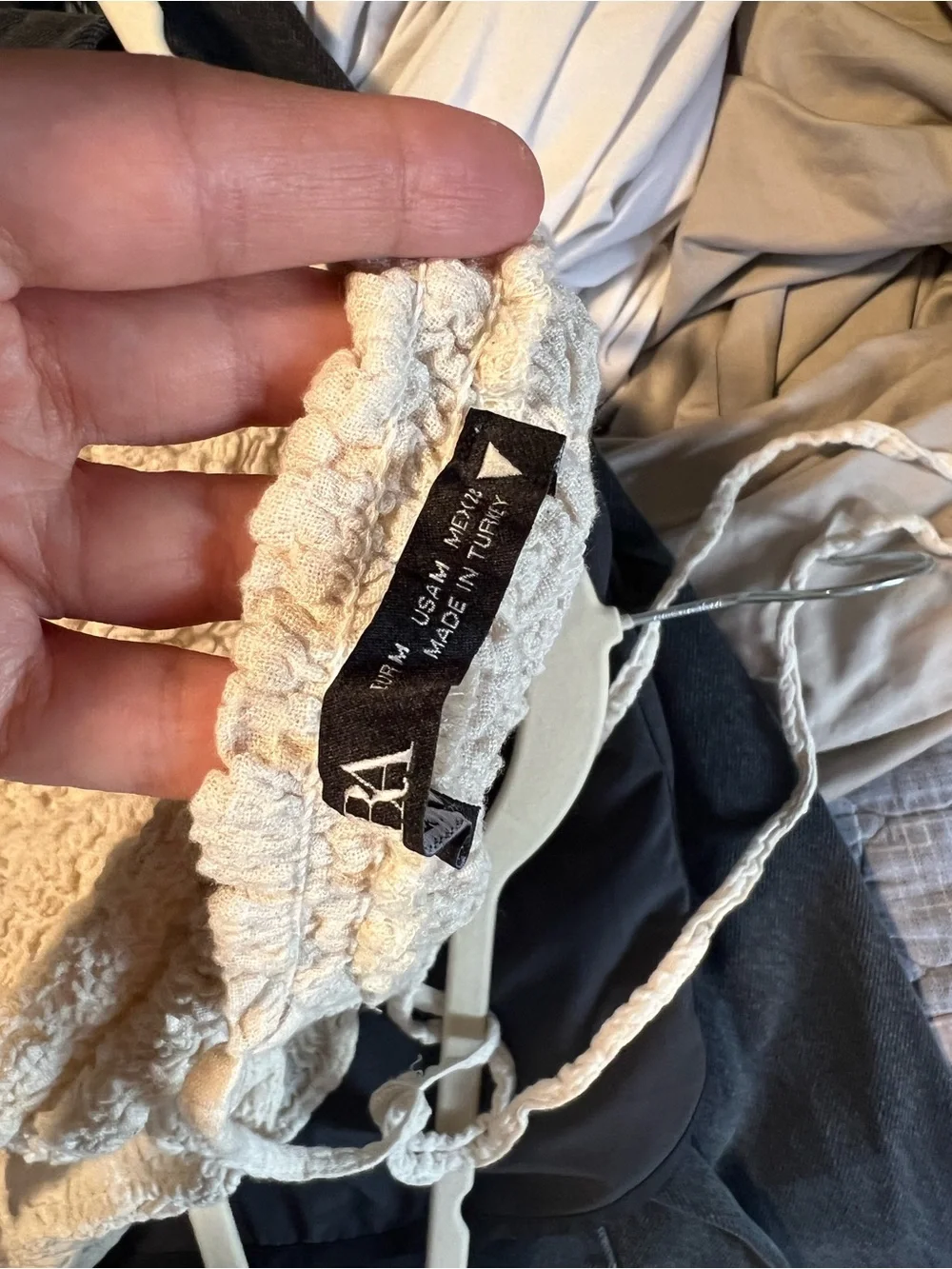 Zara Cream Smocked Tie-Strap Tank Top